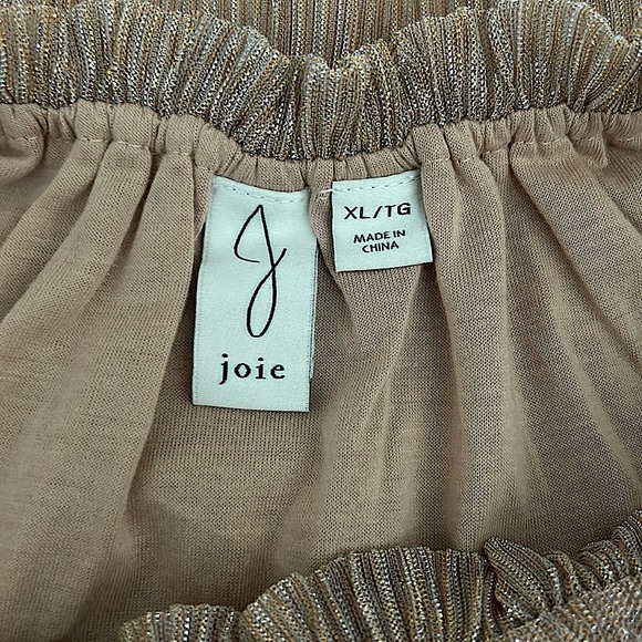 Joie Shimmery Blush Pink/Tan Metallic Long Sleeve Blouse Shirt Top **Sz XL**🌸🌸 - Picture 4 of 4